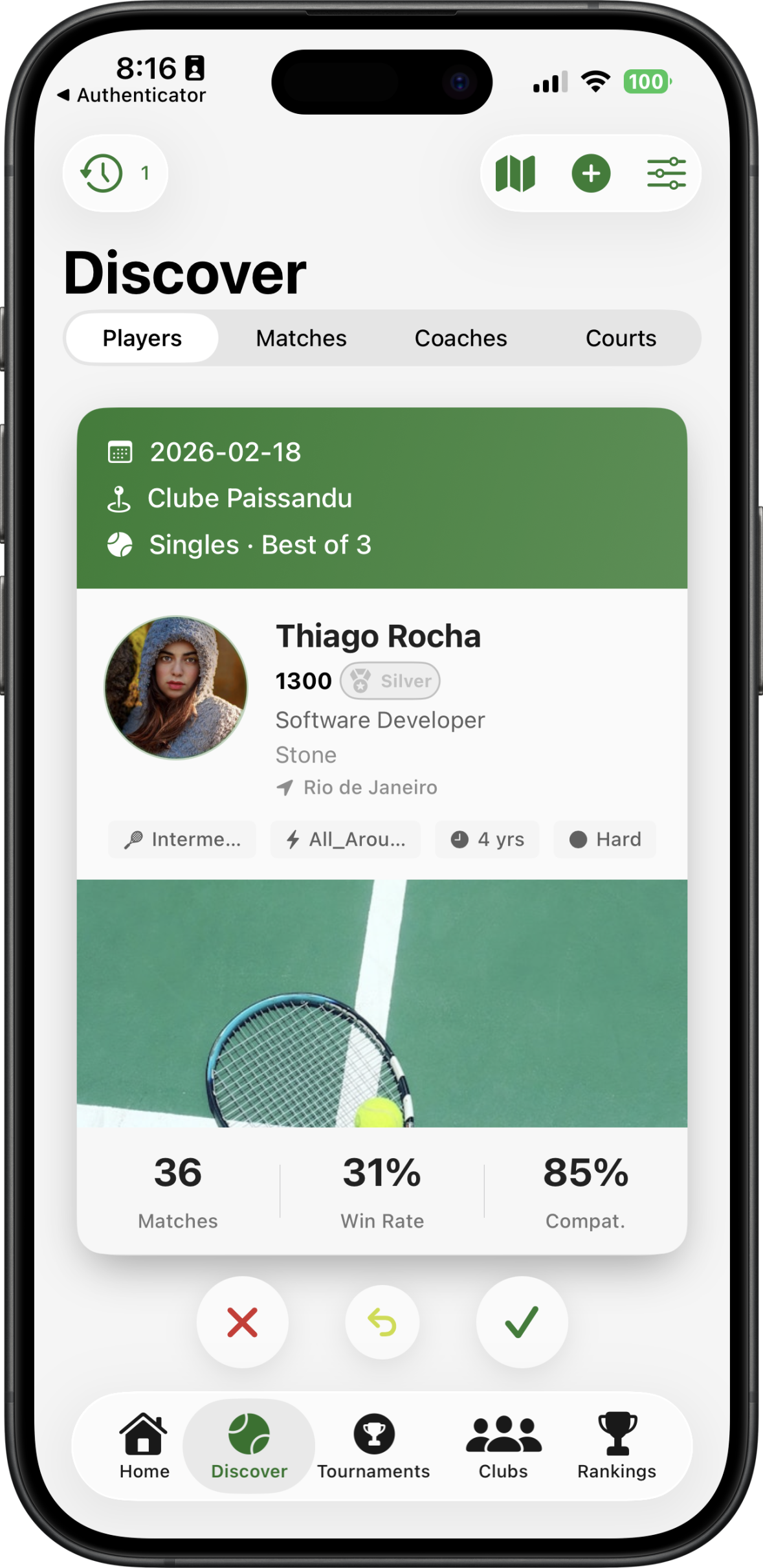 Quadra App - Discover Players